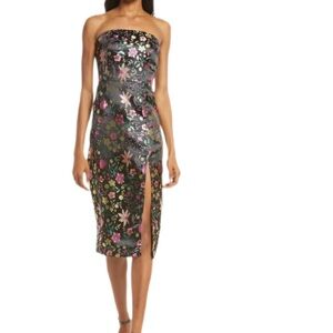 Lulus Make a Move Floral Jacquard Sleeveless Satin Dress Size XS